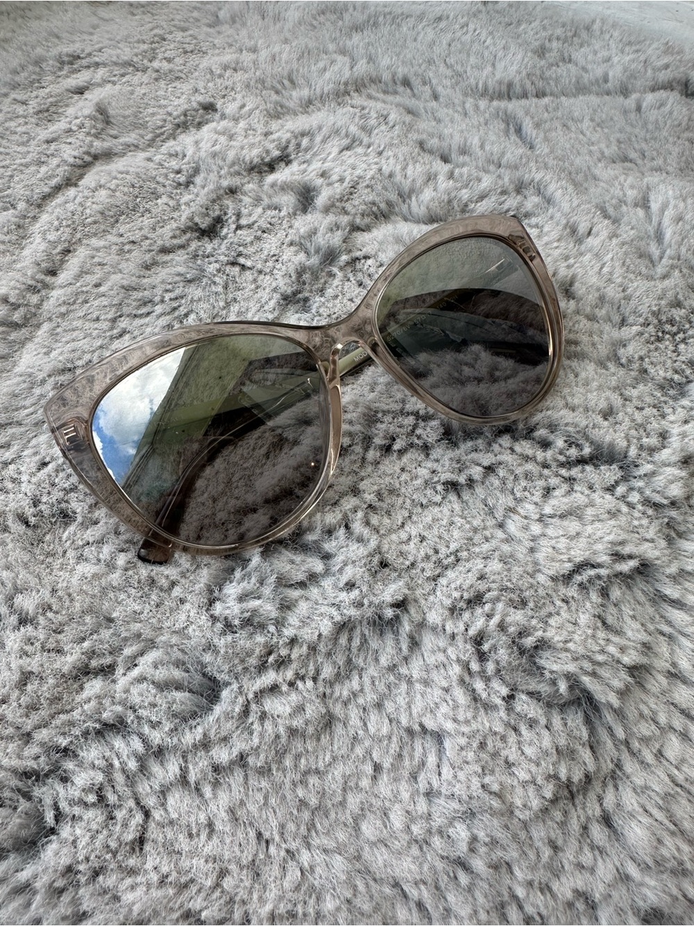 Versace Transparent Taupe Cat-Eye Sunglasses with Grey Lenses